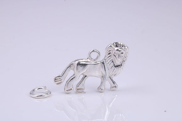 Lion Charm, Traditional Charm, Made from Solid 925 Grade Sterling Silver, Complete with Attachment Link