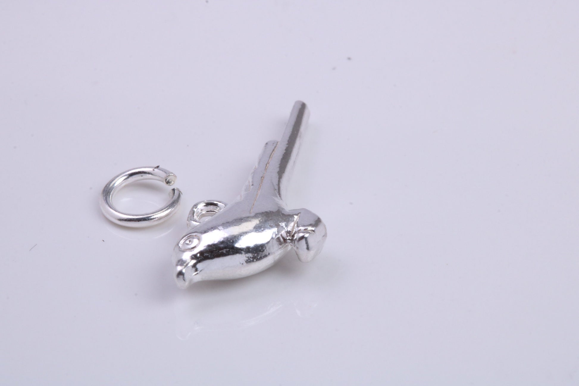 Long Tailed Bird Charm, Traditional Charm, Made from Solid 925 Grade Sterling Silver, Complete with Attachment Link