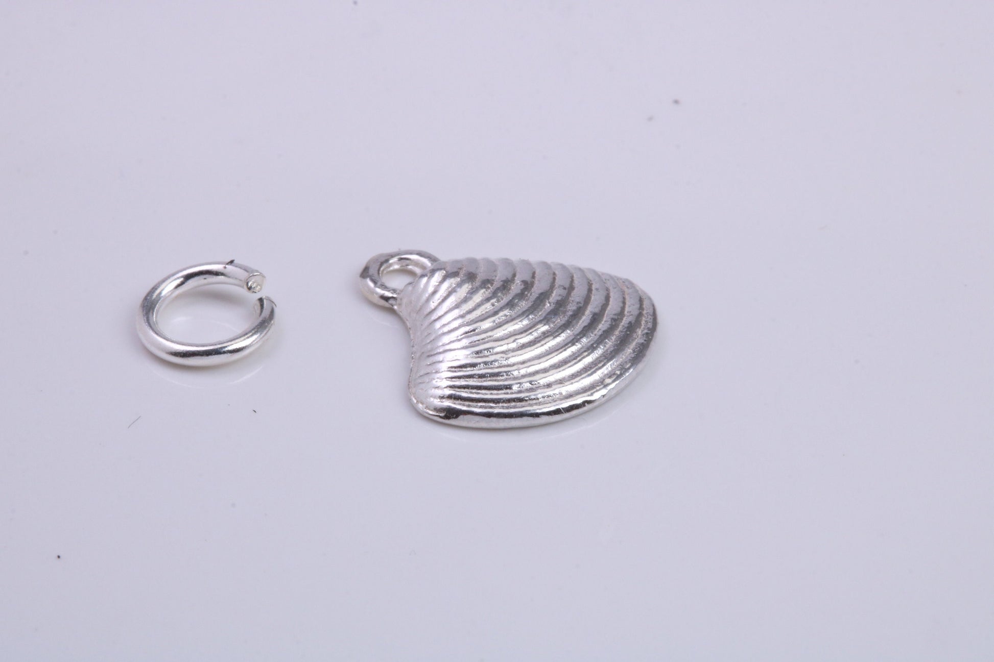 Sea Shell Charm, Traditional Charm, Made from Solid 925 Grade Sterling Silver, Complete with Attachment Link