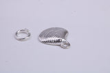 Sea Shell Charm, Traditional Charm, Made from Solid 925 Grade Sterling Silver, Complete with Attachment Link