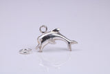 Dolphin Charm, Traditional Charm, Made from Solid 925 Grade Sterling Silver, Complete with Attachment Link