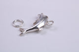 Dolphin Charm, Traditional Charm, Made from Solid 925 Grade Sterling Silver, Complete with Attachment Link