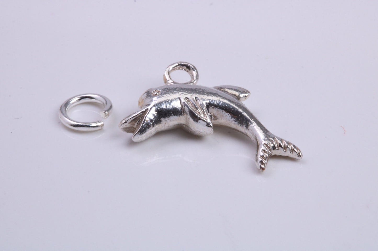 Dolphin Charm, Traditional Charm, Made from Solid 925 Grade Sterling Silver, Complete with Attachment Link