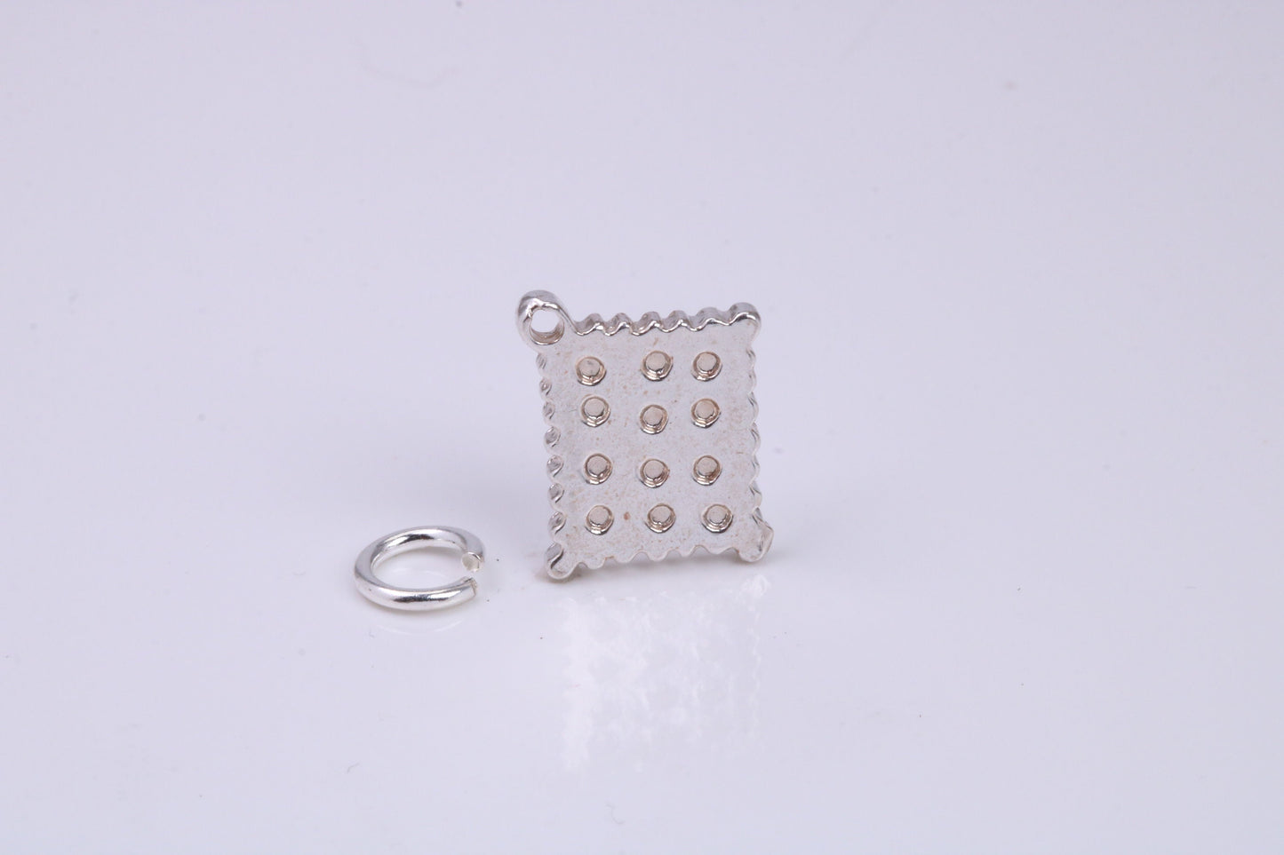 Cracker Biscuit Charm, Traditional Charm, Made from Solid 925 Grade Sterling Silver, Complete with Attachment Link