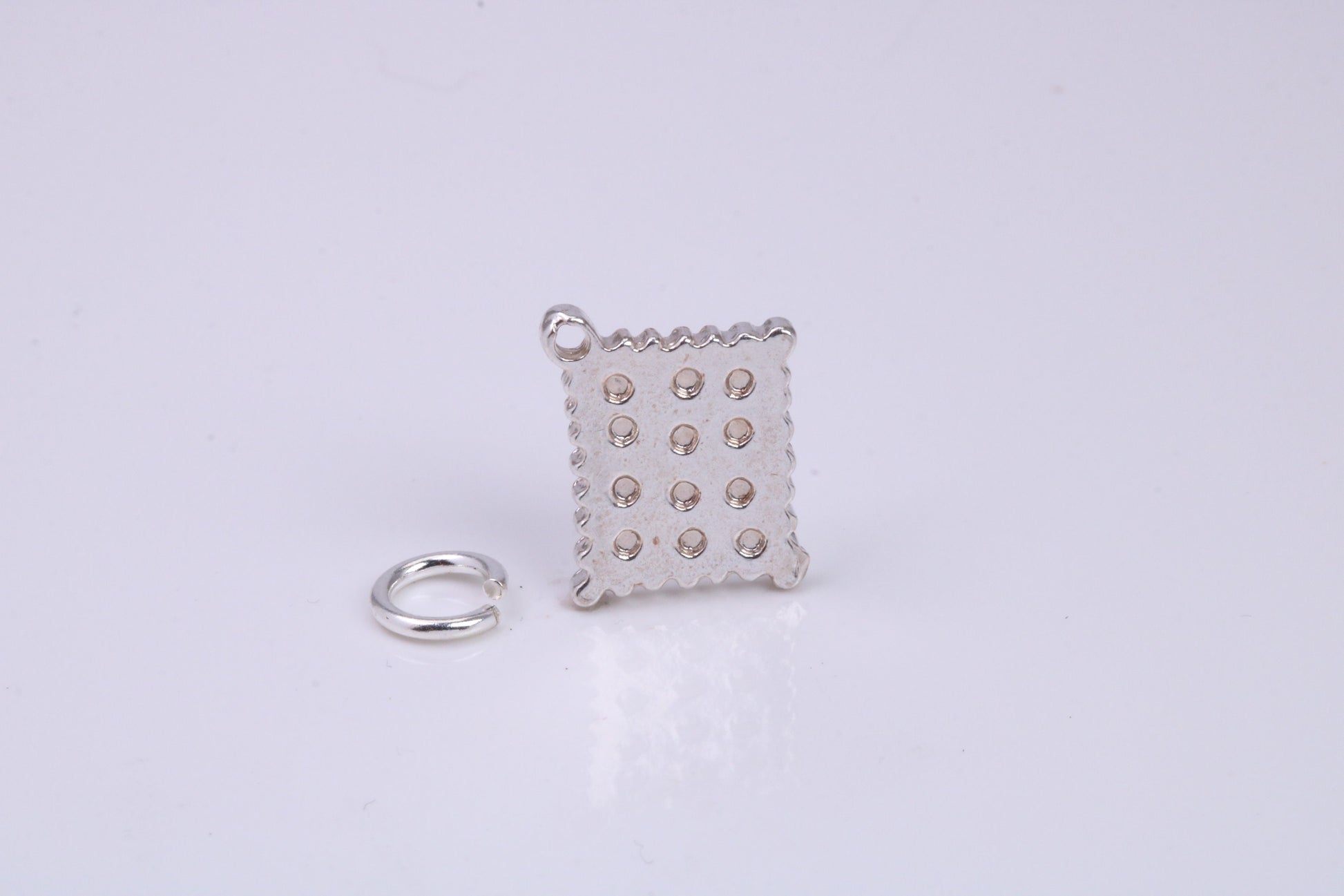 Cracker Biscuit Charm, Traditional Charm, Made from Solid 925 Grade Sterling Silver, Complete with Attachment Link