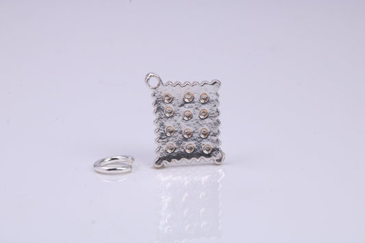 Cracker Biscuit Charm, Traditional Charm, Made from Solid 925 Grade Sterling Silver, Complete with Attachment Link