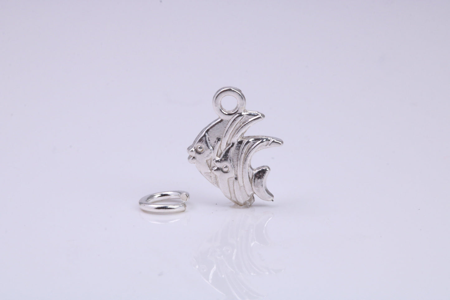 Angel Fish Charm, Traditional Charm, Made from Solid 925 Grade Sterling Silver, Complete with Attachment Link