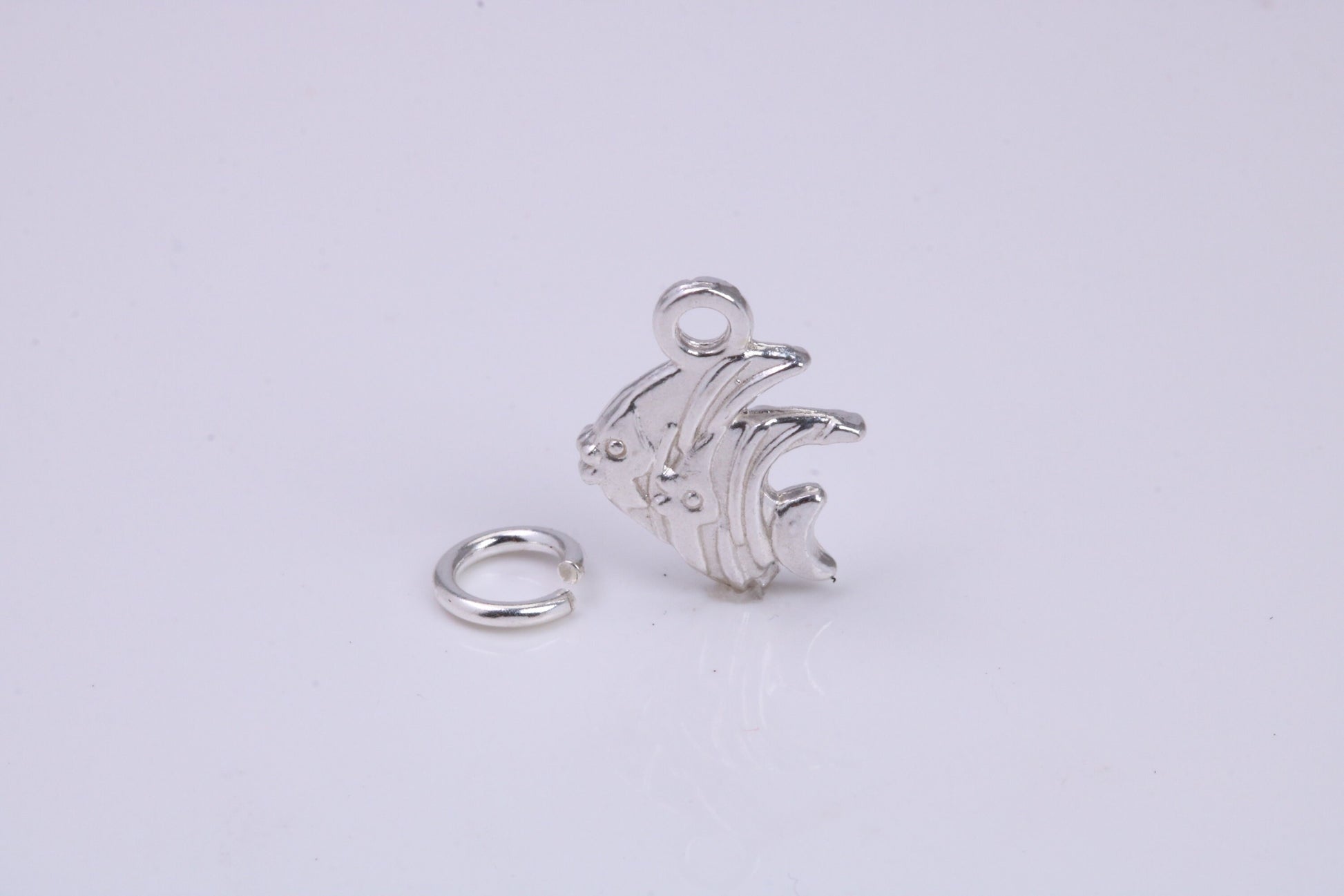 Angel Fish Charm, Traditional Charm, Made from Solid 925 Grade Sterling Silver, Complete with Attachment Link