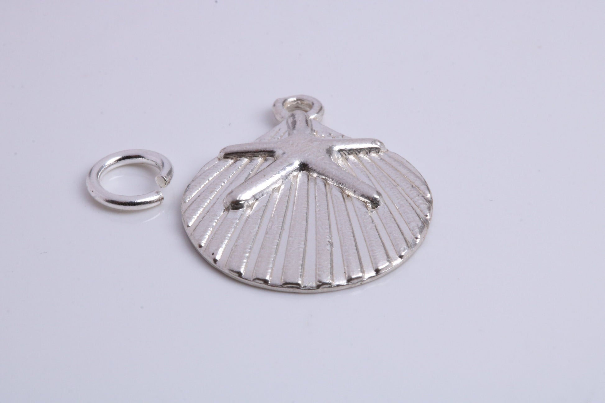 Sea Shell Charm, Traditional Charm, Made from Solid 925 Grade Sterling Silver, Complete with Attachment Link