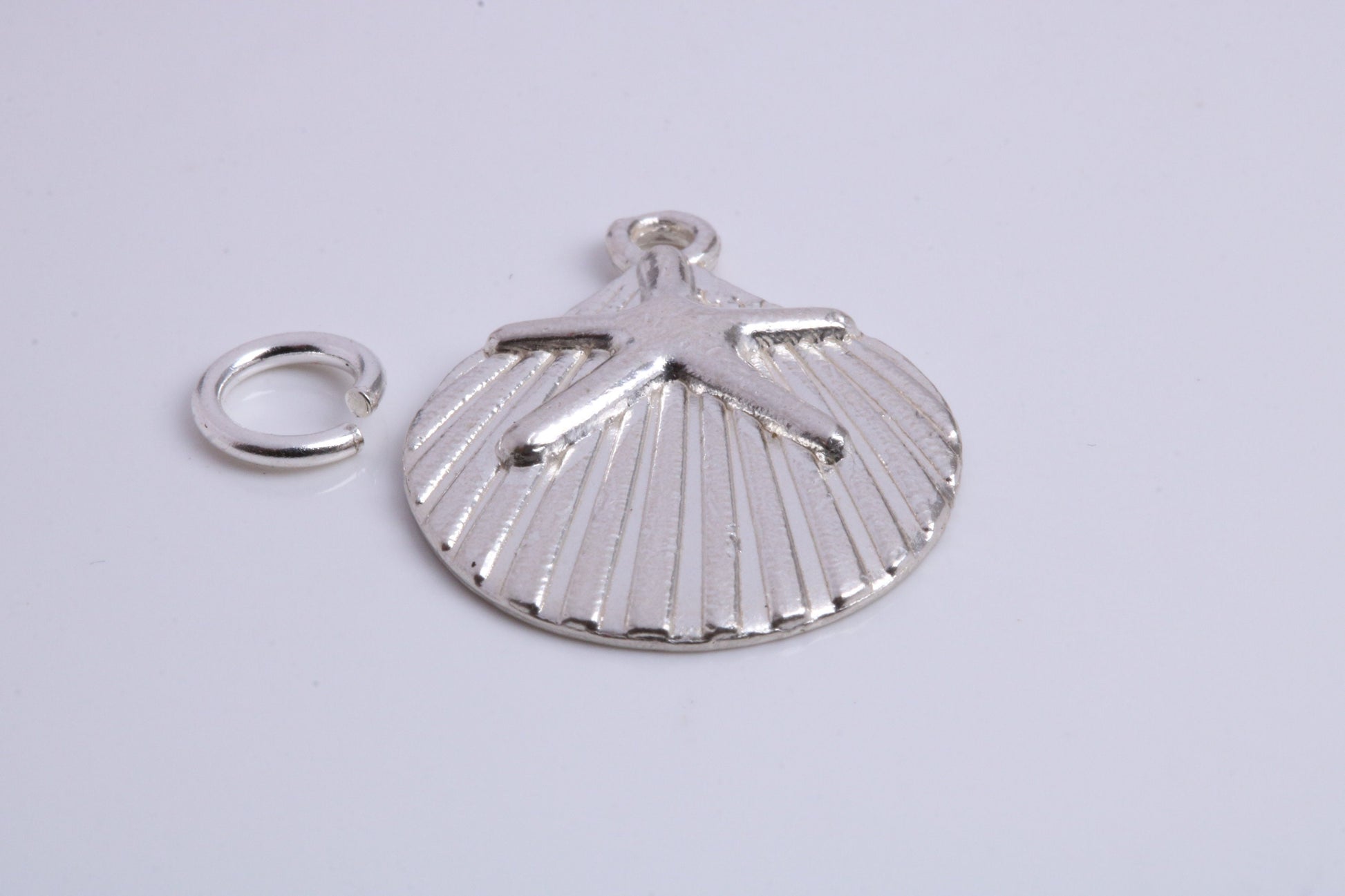 Sea Shell Charm, Traditional Charm, Made from Solid 925 Grade Sterling Silver, Complete with Attachment Link
