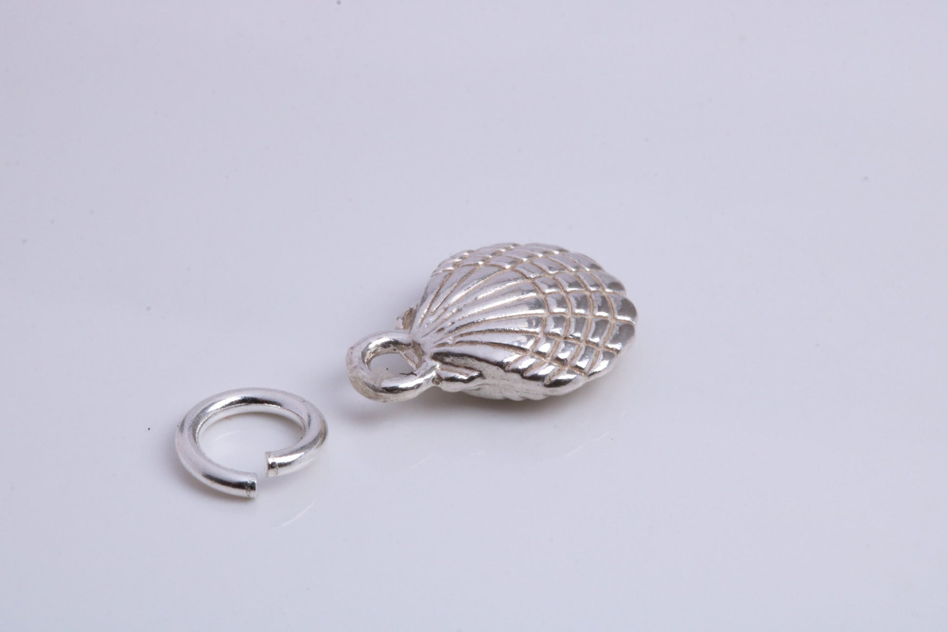 Sea Shell Charm, Traditional Charm, Made from Solid 925 Grade Sterling Silver, Complete with Attachment Link