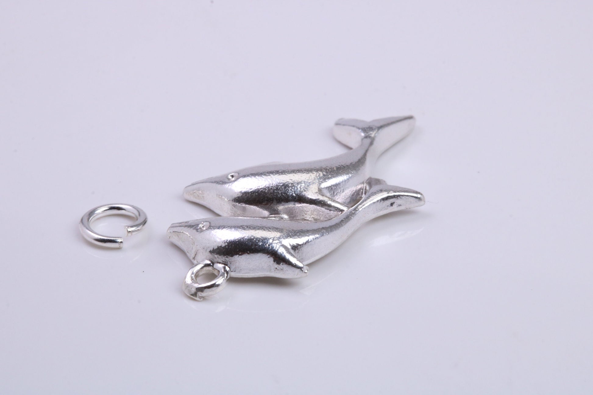 Performing Dolphins Charm, Traditional Charm, Made from Solid 925 Grade Sterling Silver, Complete with Attachment Link