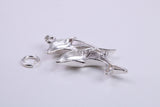 Performing Dolphins Charm, Traditional Charm, Made from Solid 925 Grade Sterling Silver, Complete with Attachment Link