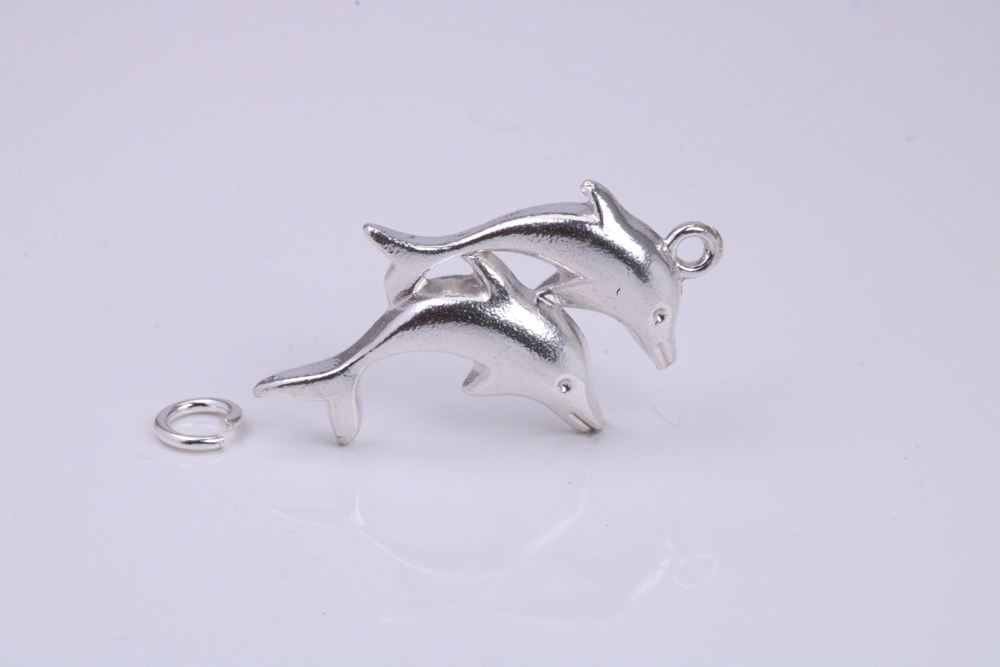 Performing Dolphins Charm, Traditional Charm, Made from Solid 925 Grade Sterling Silver, Complete with Attachment Link