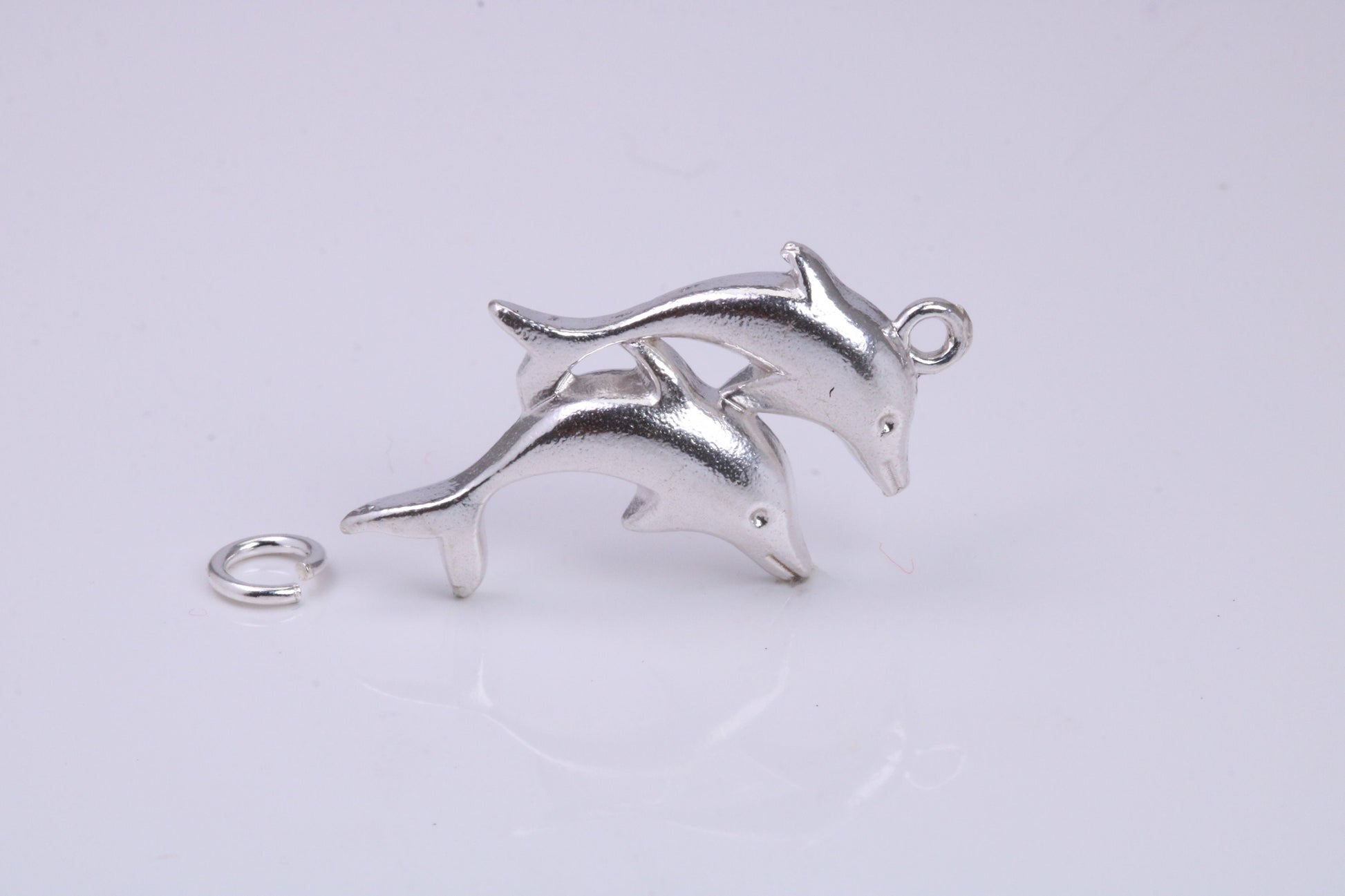 Performing Dolphins Charm, Traditional Charm, Made from Solid 925 Grade Sterling Silver, Complete with Attachment Link