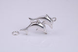 Performing Dolphins Charm, Traditional Charm, Made from Solid 925 Grade Sterling Silver, Complete with Attachment Link