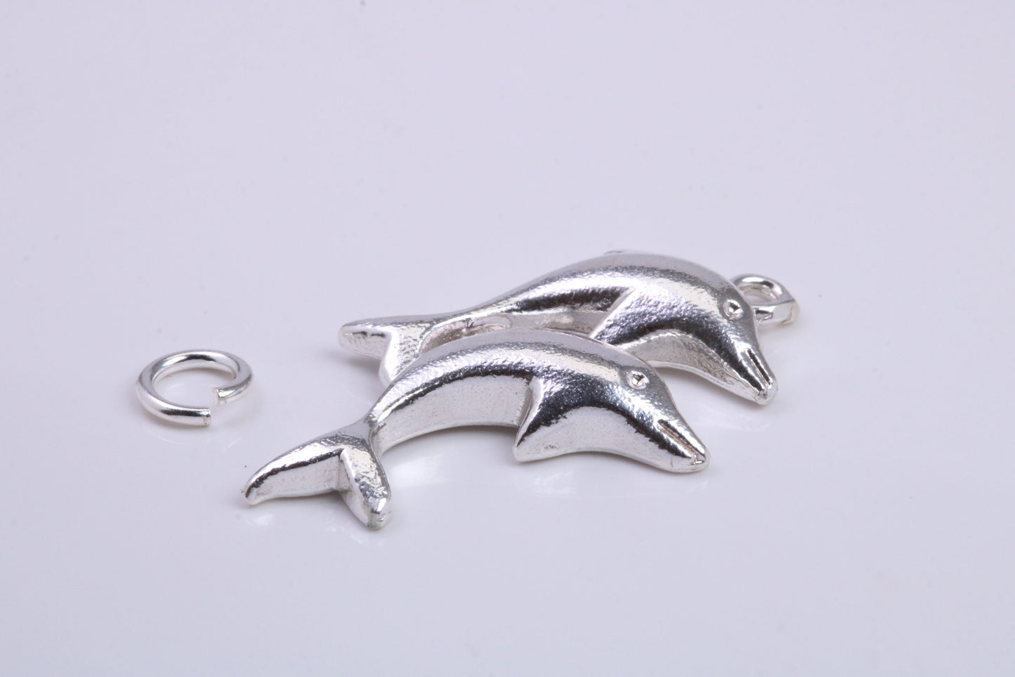 Performing Dolphins Charm, Traditional Charm, Made from Solid 925 Grade Sterling Silver, Complete with Attachment Link