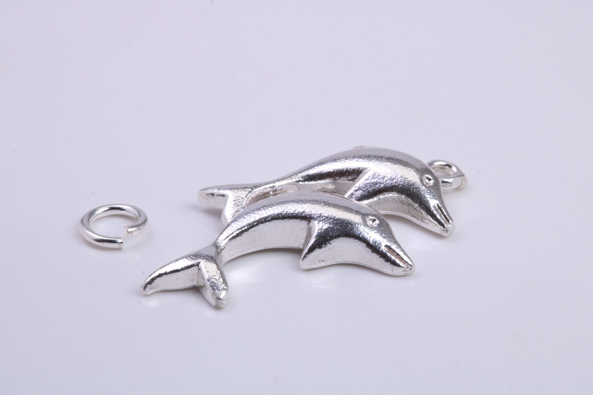 Performing Dolphins Charm, Traditional Charm, Made from Solid 925 Grade Sterling Silver, Complete with Attachment Link
