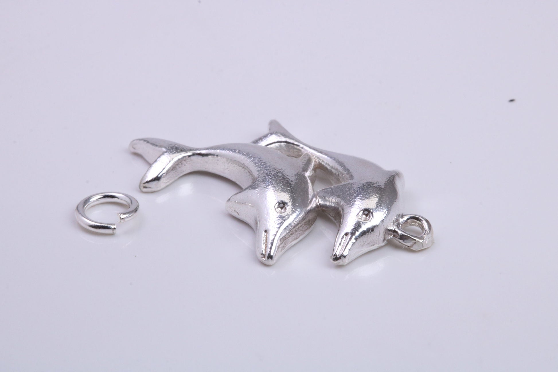 Performing Dolphins Charm, Traditional Charm, Made from Solid 925 Grade Sterling Silver, Complete with Attachment Link