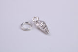 Sea Shell Charm, Traditional Charm, Made from Solid 925 Grade Sterling Silver, Complete with Attachment Link