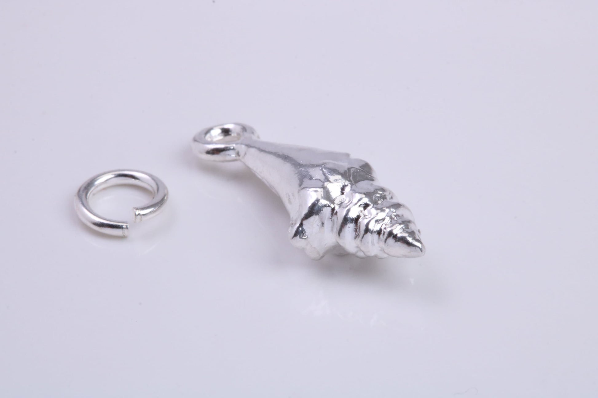 Sea Shell Charm, Traditional Charm, Made from Solid 925 Grade Sterling Silver, Complete with Attachment Link