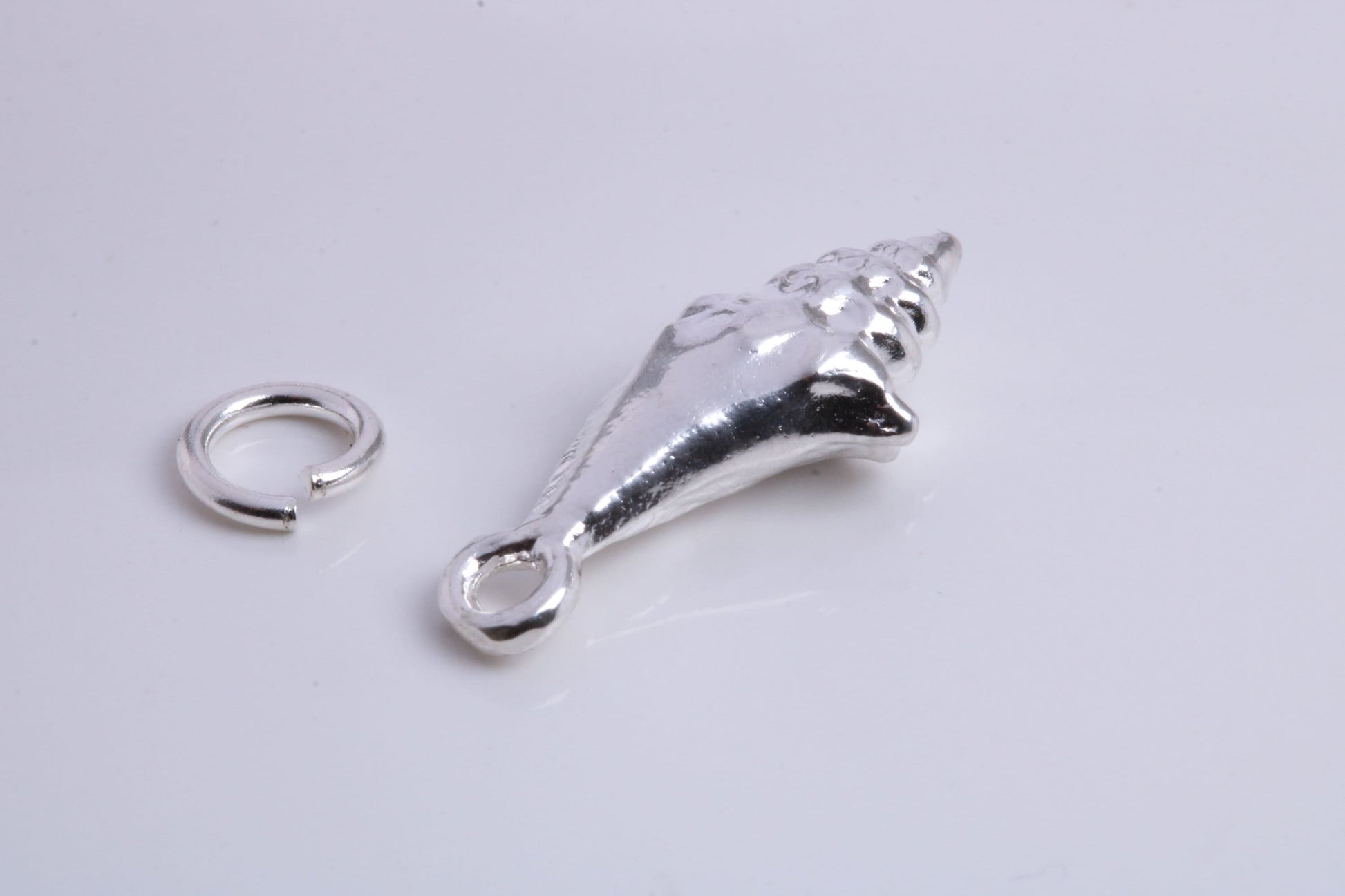 Sea Shell Charm, Traditional Charm, Made from Solid 925 Grade Sterling Silver, Complete with Attachment Link