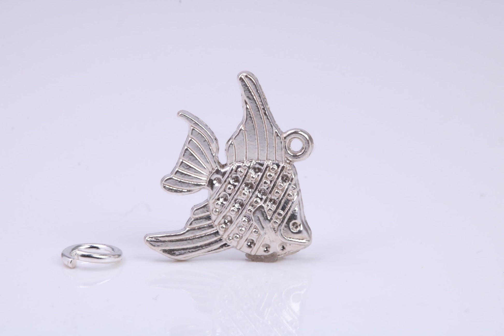 Angel Fish Charm, Traditional Charm, Made from Solid 925 Grade Sterling Silver, Complete with Attachment Link