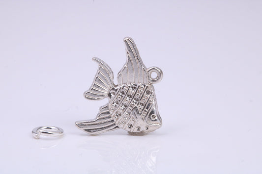 Angel Fish Charm, Traditional Charm, Made from Solid 925 Grade Sterling Silver, Complete with Attachment Link