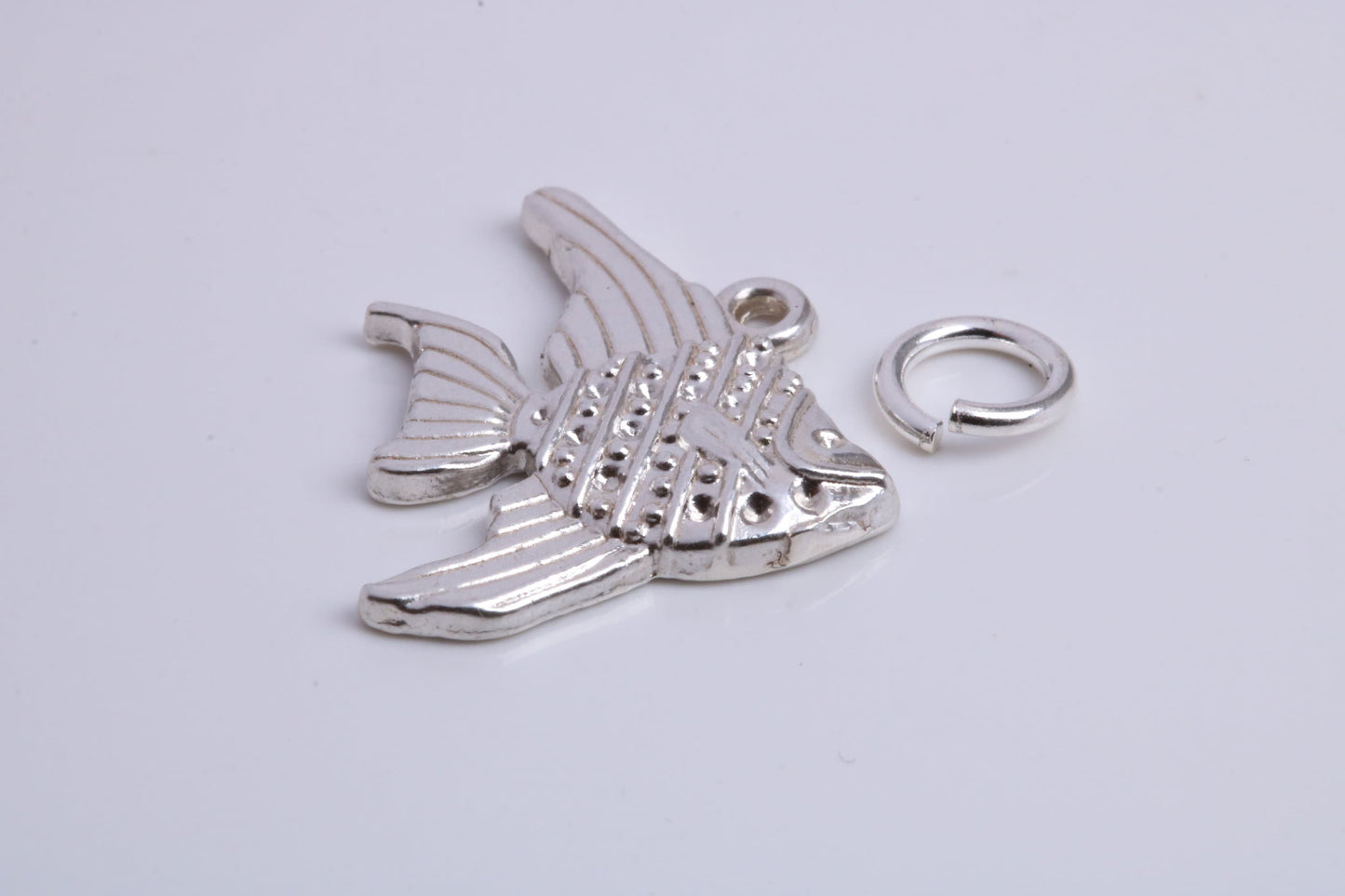 Angel Fish Charm, Traditional Charm, Made from Solid 925 Grade Sterling Silver, Complete with Attachment Link