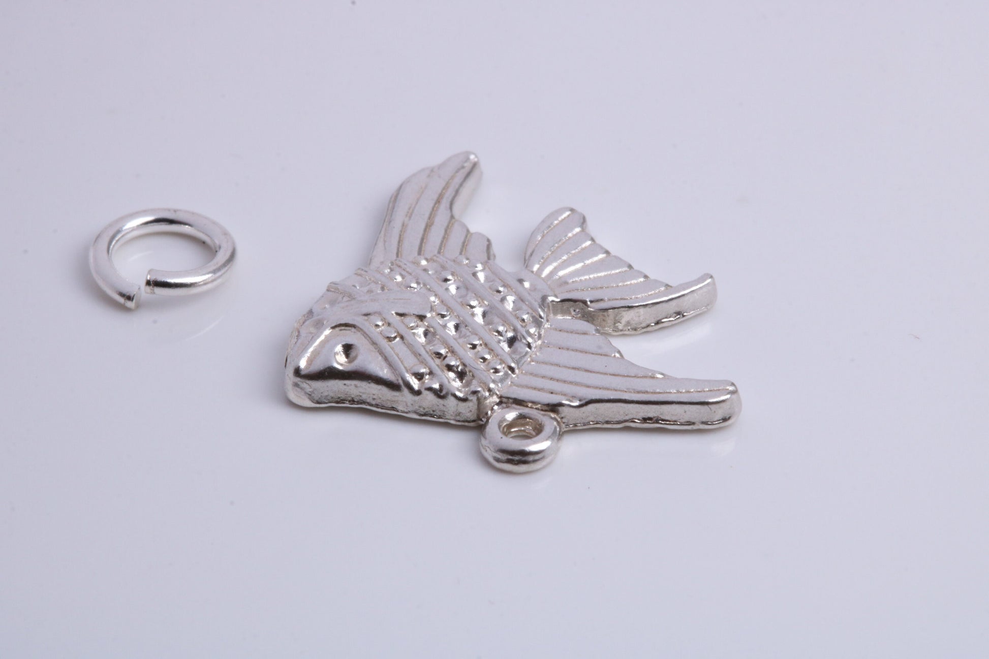 Angel Fish Charm, Traditional Charm, Made from Solid 925 Grade Sterling Silver, Complete with Attachment Link