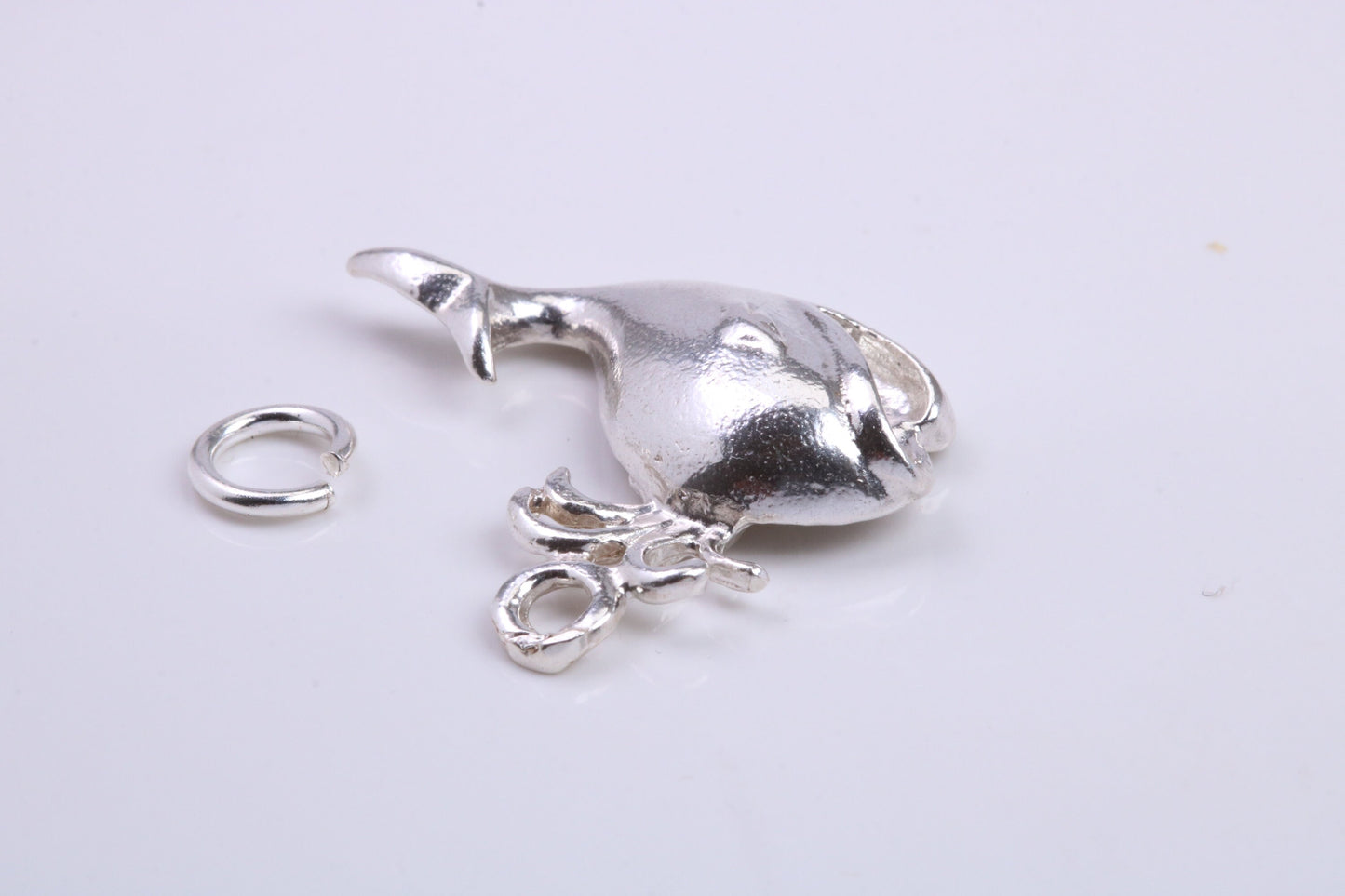 Whale Charm, Traditional Charm, Made from Solid 925 Grade Sterling Silver, Complete with Attachment Link