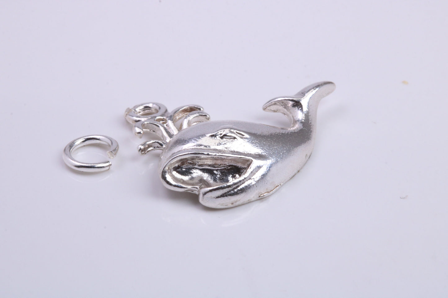Whale Charm, Traditional Charm, Made from Solid 925 Grade Sterling Silver, Complete with Attachment Link