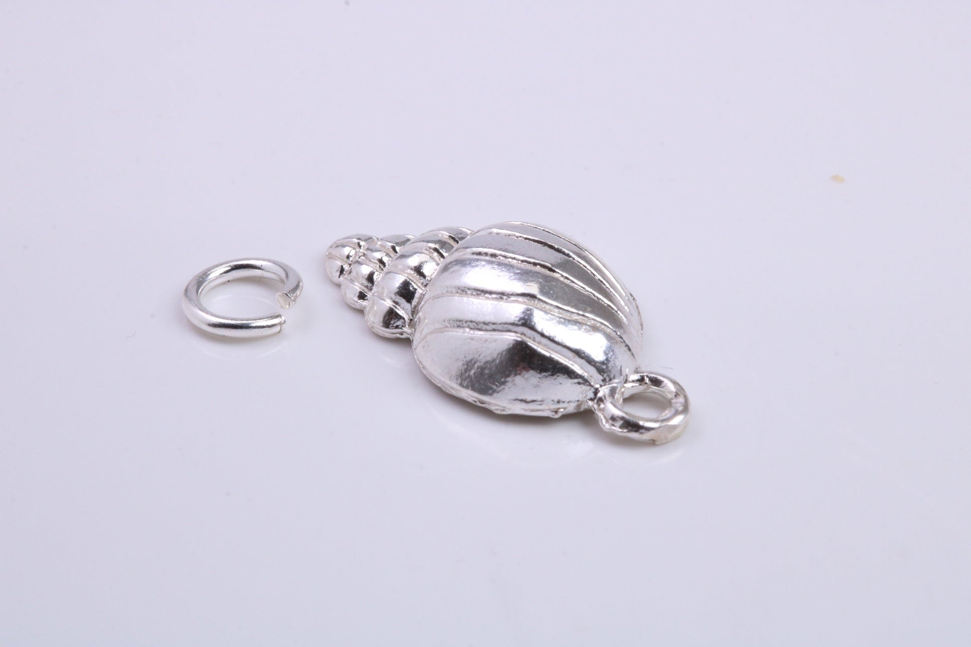 Sea Shell Charm, Traditional Charm, Made from Solid 925 Grade Sterling Silver, Complete with Attachment Link