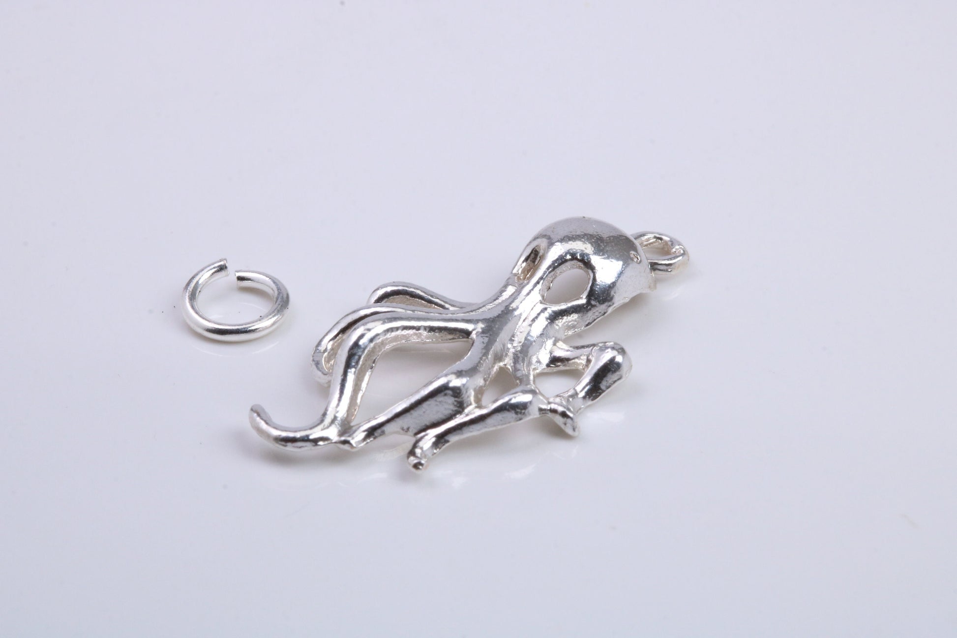 Octopus Charm, Traditional Charm, Made from Solid 925 Grade Sterling Silver, Complete with Attachment Link