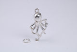Octopus Charm, Traditional Charm, Made from Solid 925 Grade Sterling Silver, Complete with Attachment Link