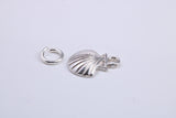 Sea Shell Charm, Traditional Charm, Made from Solid 925 Grade Sterling Silver, Complete with Attachment Link