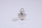 Sea Shell Charm, Traditional Charm, Made from Solid 925 Grade Sterling Silver, Complete with Attachment Link