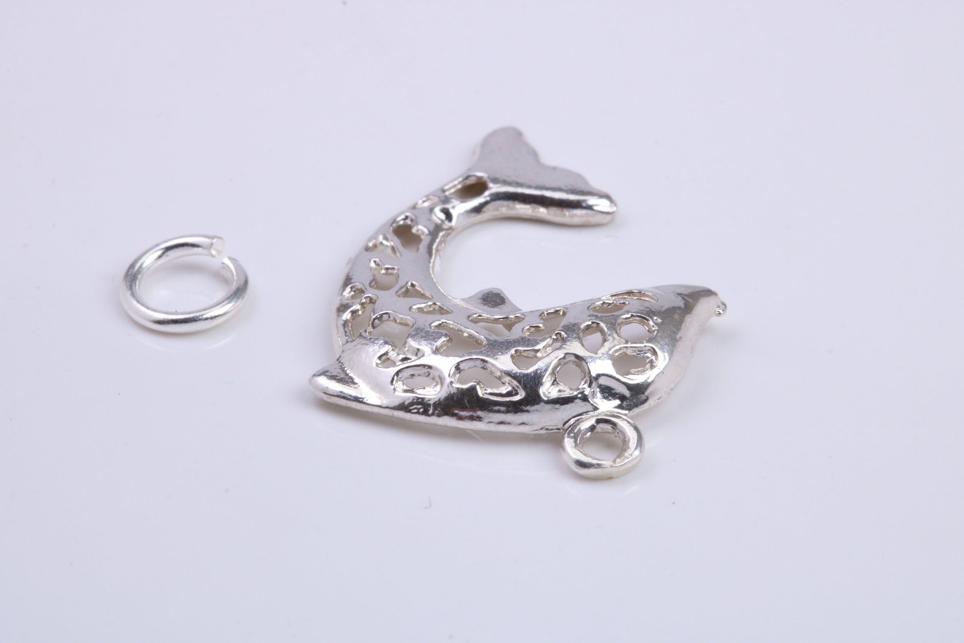 Fish Charm, Traditional Charm, Made from Solid 925 Grade Sterling Silver, Complete with Attachment Link