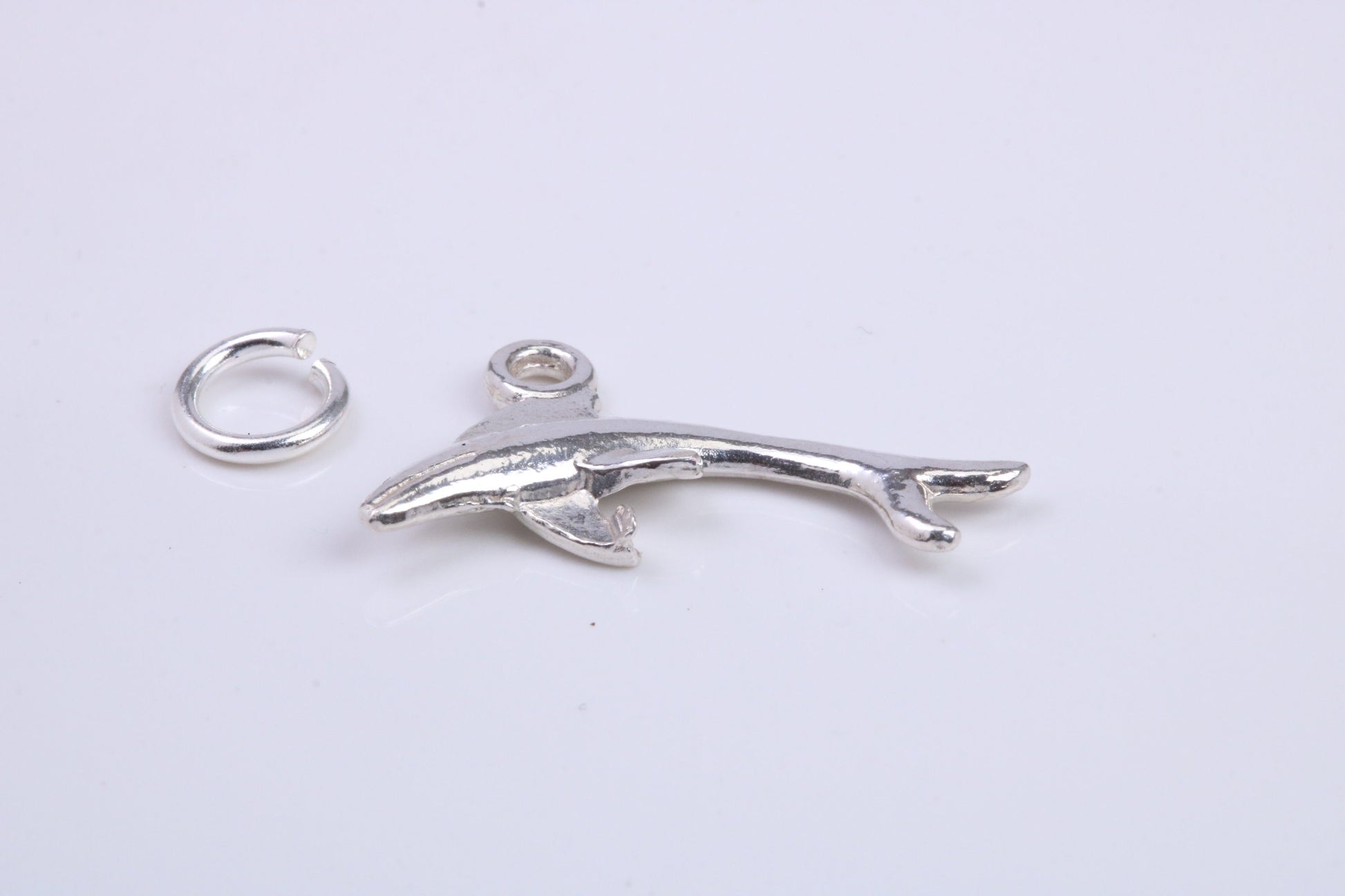 Whale Charm, Traditional Charm, Made from Solid 925 Grade Sterling Silver, Complete with Attachment Link