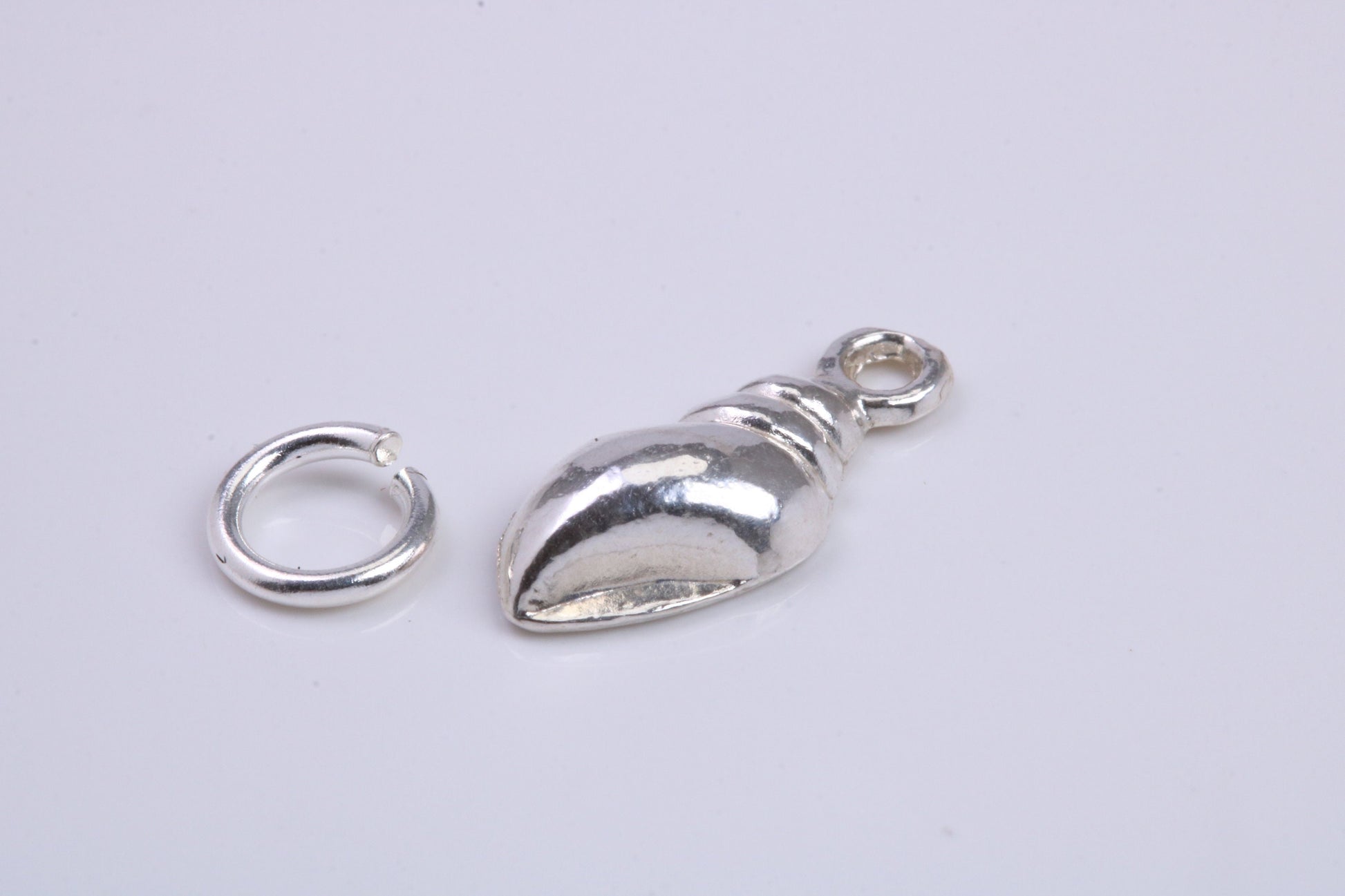 Sea Shell Charm, Traditional Charm, Made from Solid 925 Grade Sterling Silver, Complete with Attachment Link