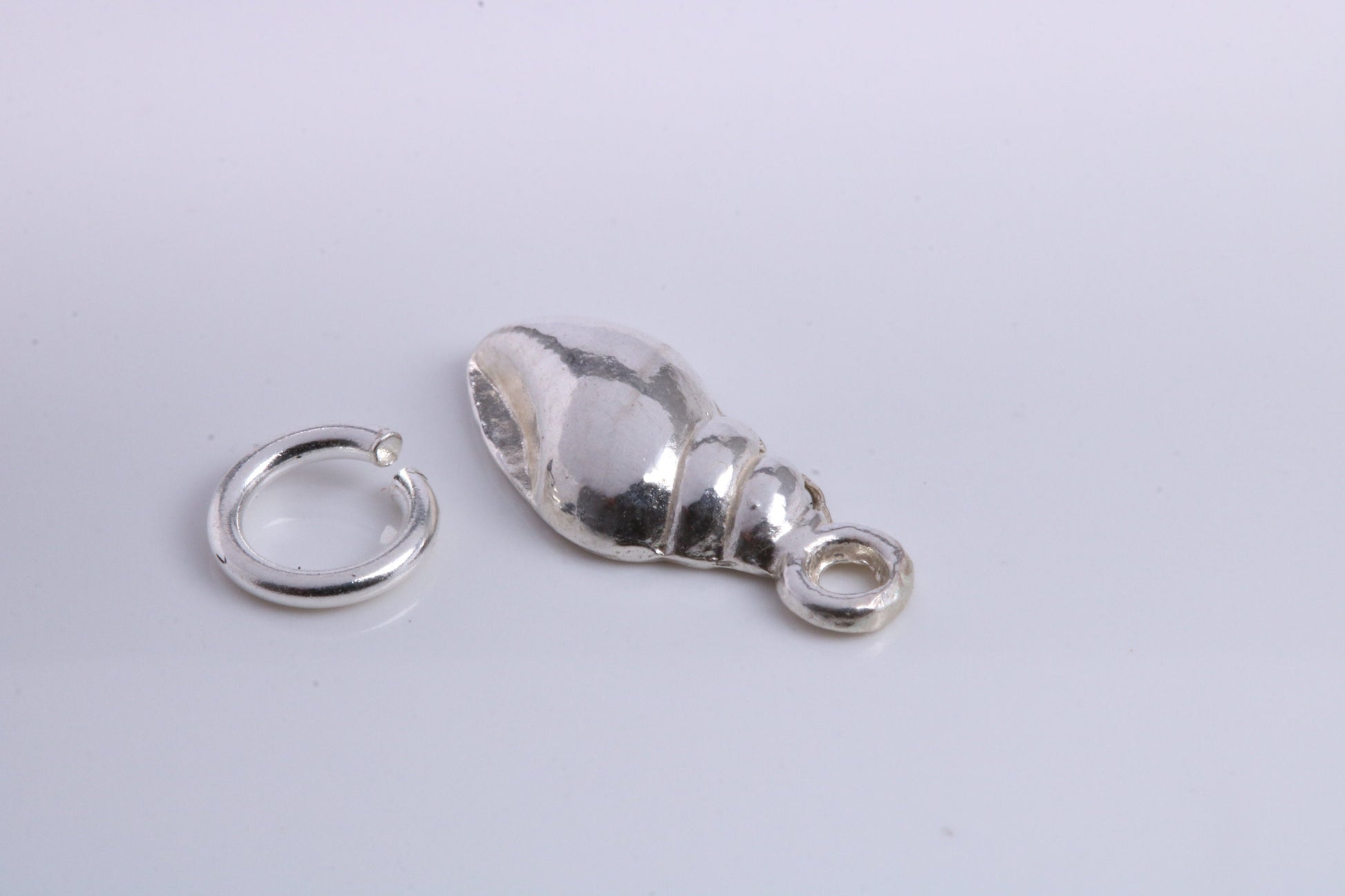 Sea Shell Charm, Traditional Charm, Made from Solid 925 Grade Sterling Silver, Complete with Attachment Link