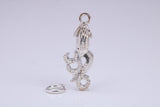 Squid Charm, Traditional Charm, Made from Solid 925 Grade Sterling Silver, Complete with Attachment Link