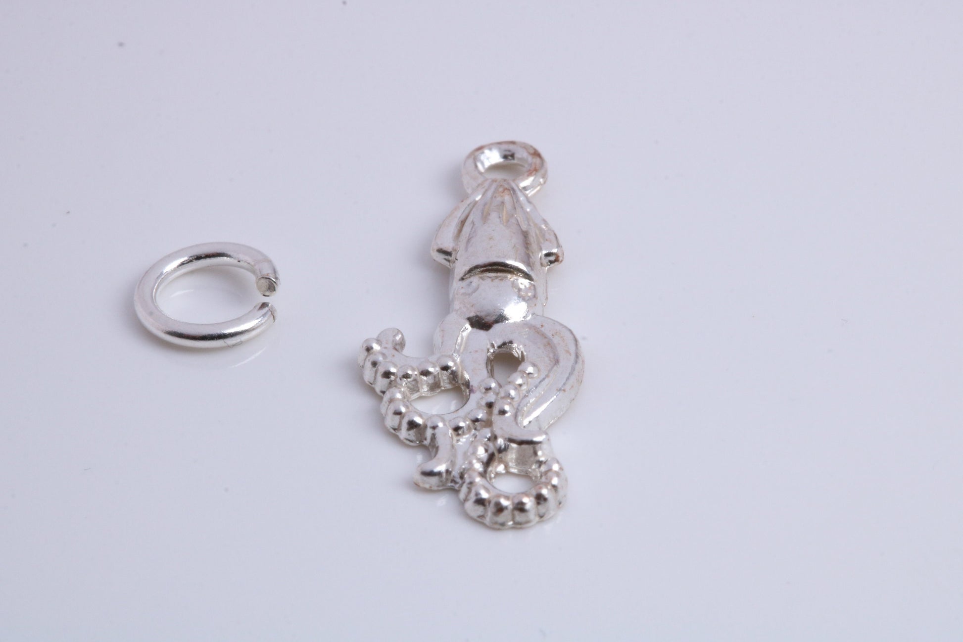 Squid Charm, Traditional Charm, Made from Solid 925 Grade Sterling Silver, Complete with Attachment Link