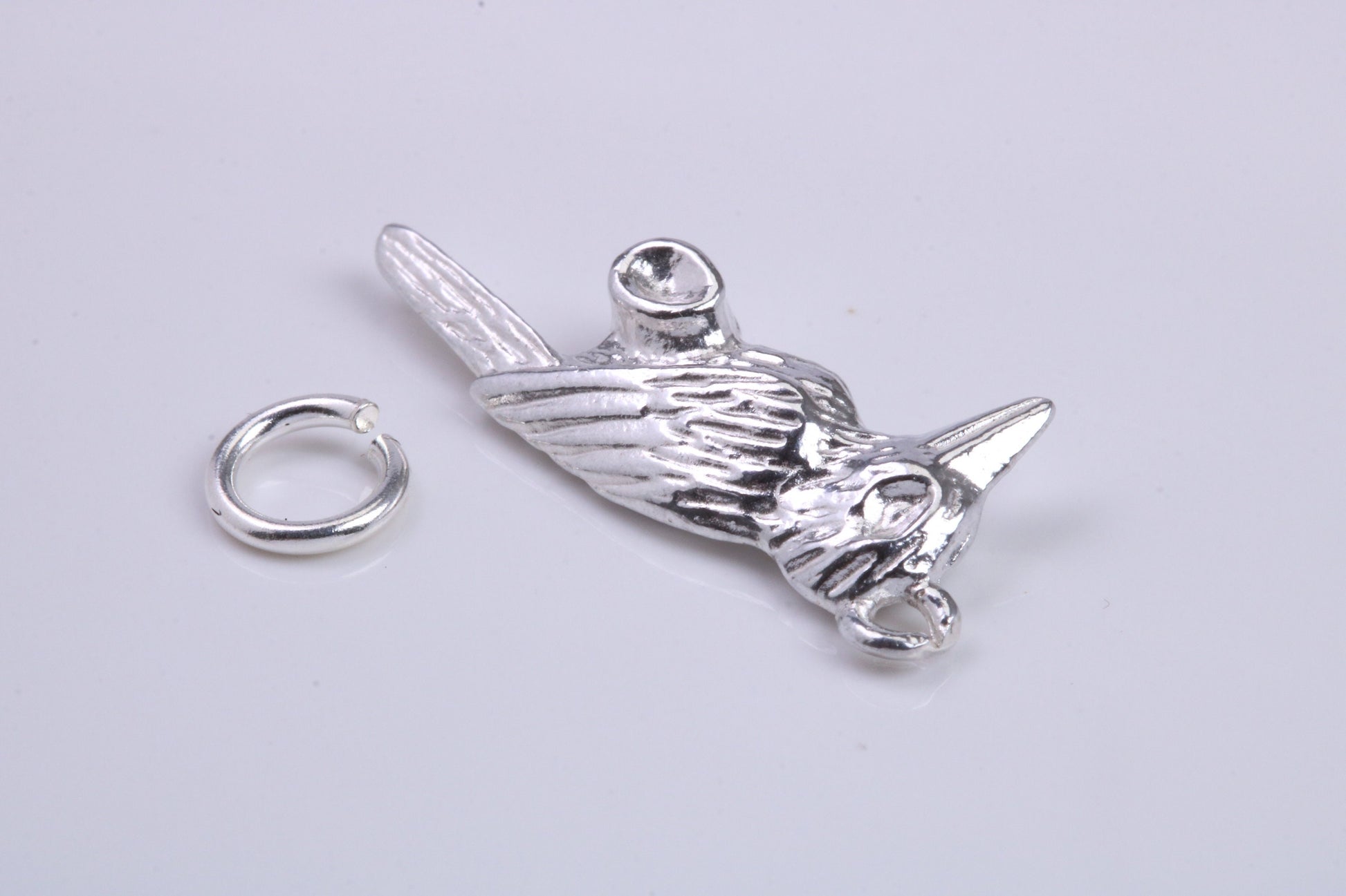 Raven Charm, Traditional Charm, Made from Solid 925 Grade Sterling Silver, Complete with Attachment Link