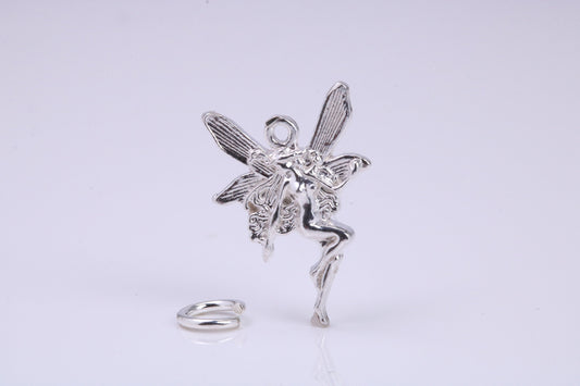 Fairy Charm, Traditional Charm, Made from Solid 925 Grade Sterling Silver, Complete with Attachment Link