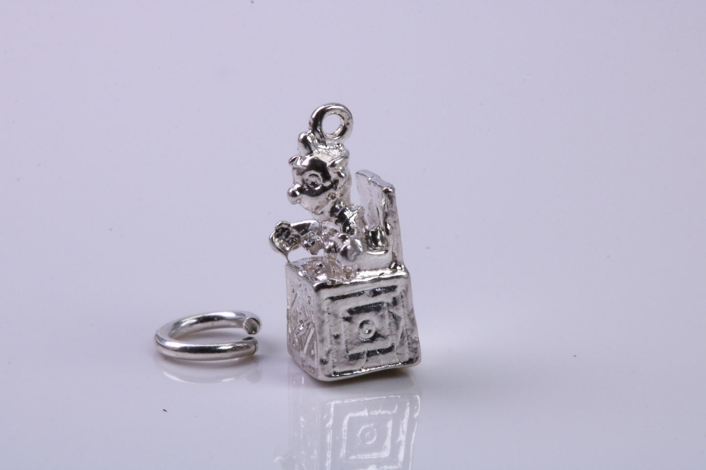 Jack in the Box Charm, Traditional Charm, Made from Solid 925 Grade Sterling Silver, Complete with Attachment Link