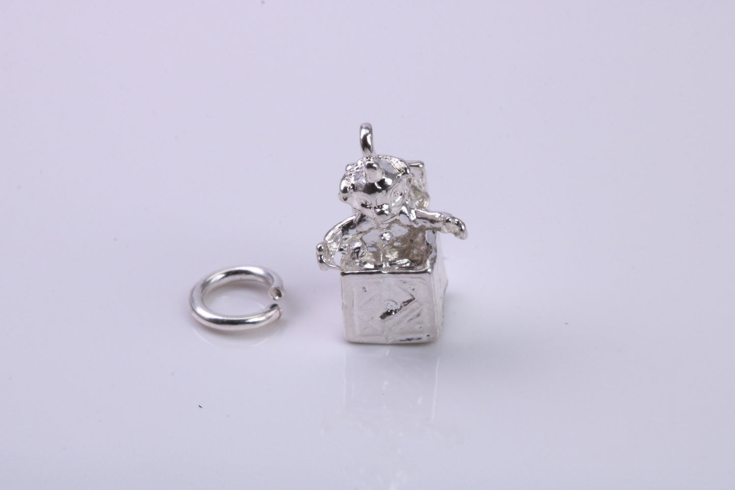 Jack in the Box Charm, Traditional Charm, Made from Solid 925 Grade Sterling Silver, Complete with Attachment Link