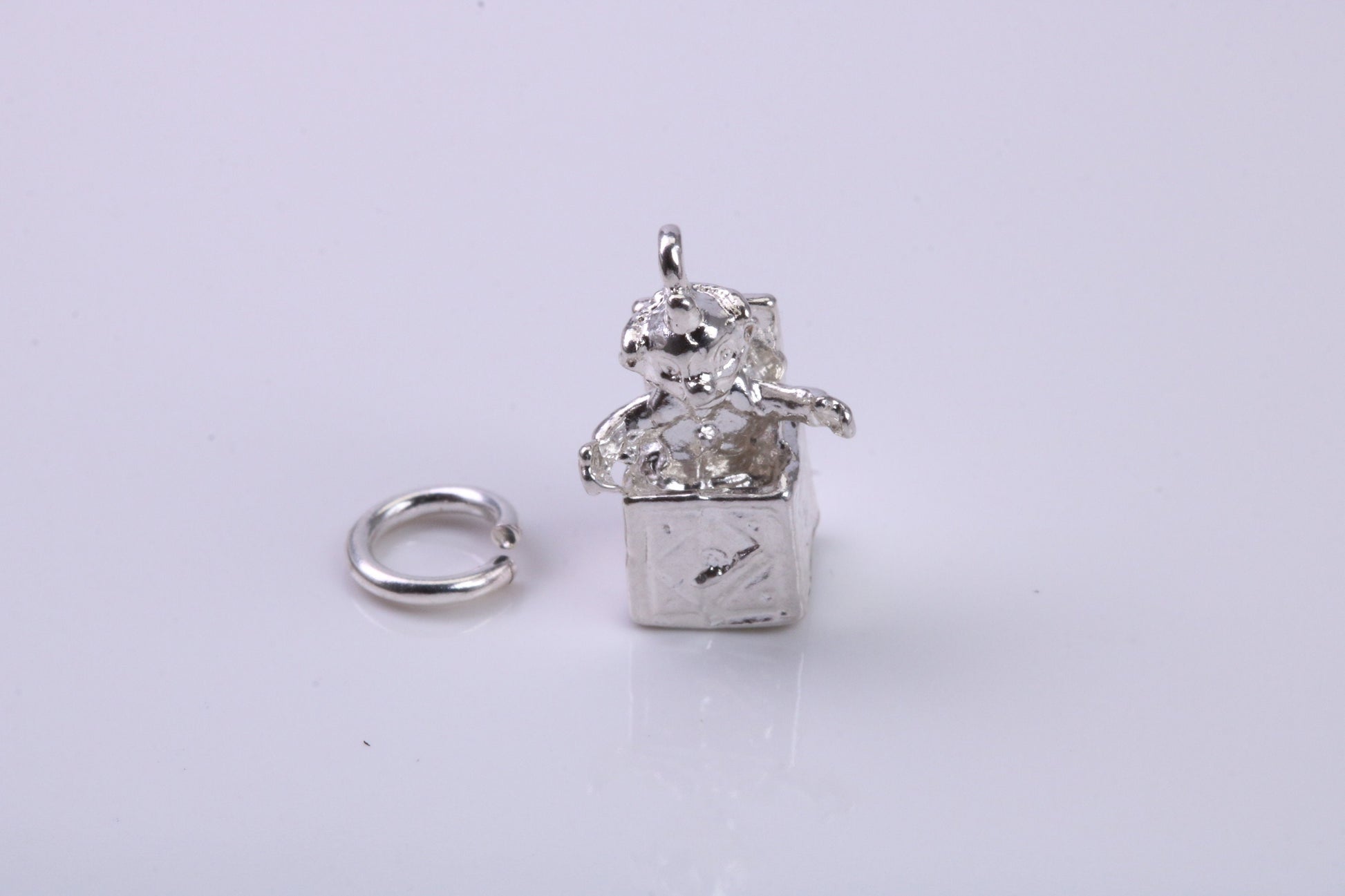 Jack in the Box Charm, Traditional Charm, Made from Solid 925 Grade Sterling Silver, Complete with Attachment Link
