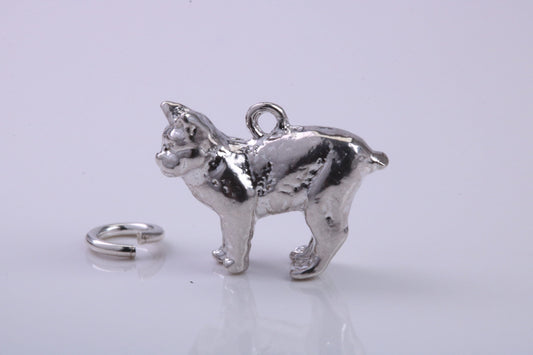 Manx Cat Charm, Traditional Charm, Made from Solid 925 Grade Sterling Silver, Complete with Attachment Link