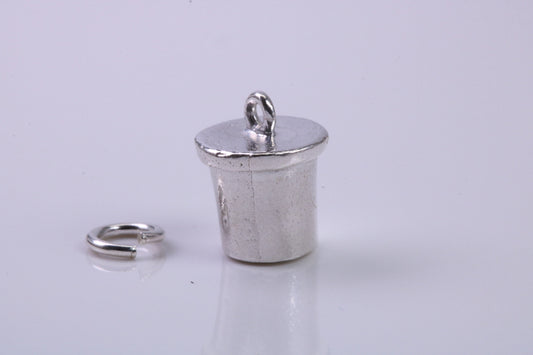 Ice Bucket Charm, Traditional Charm, Made from Solid 925 Grade Sterling Silver, Complete with Attachment Link